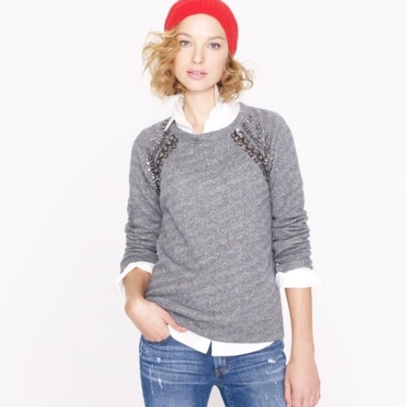 J. Crew Collection Embellished Raglan Sweatshirt. - Picture 3 of 9